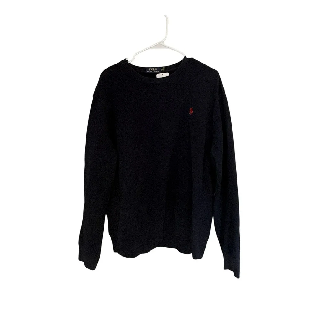 Polo Ralph Lauren Mens XL Navy Blue Crewneck Sweatshirt Red Pony Logo Fleece